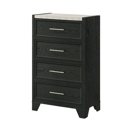 1 Piece 4 Drawers Tall Chest Bedroom Furniture - Black / White