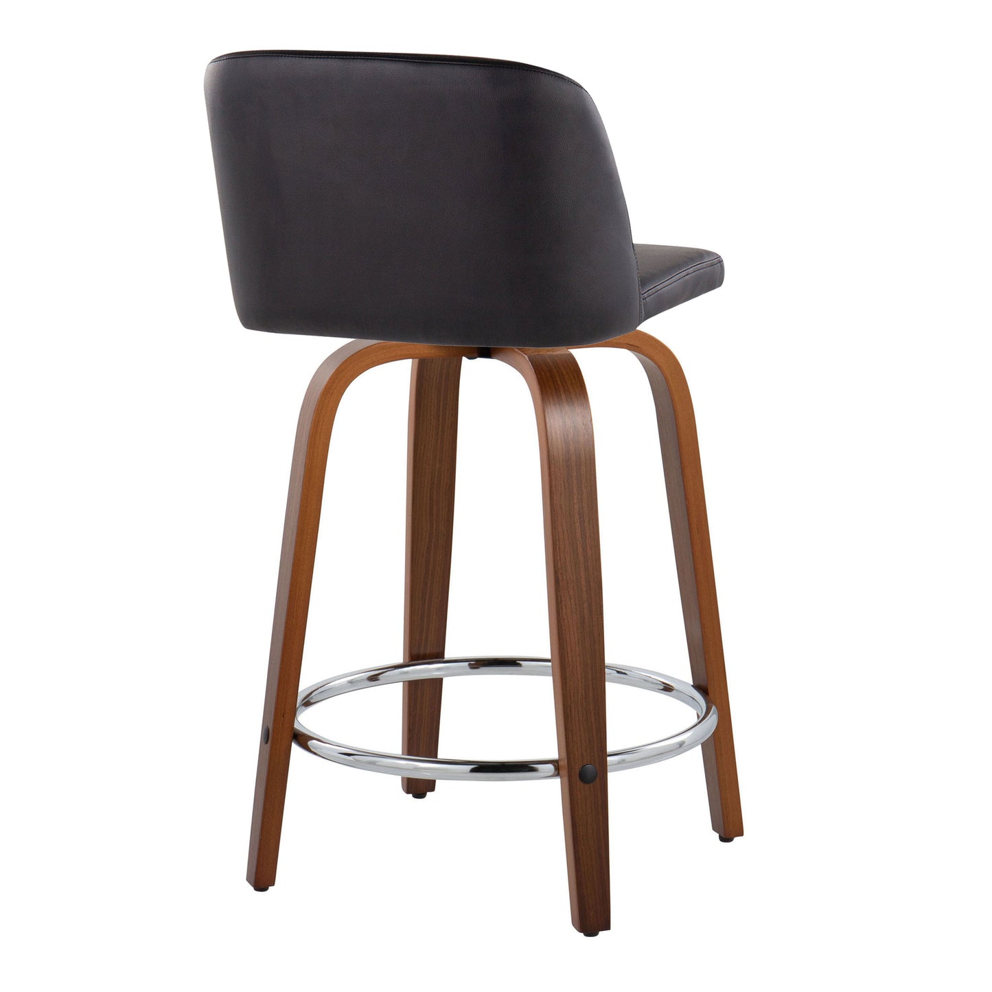 Toriano - Mid Century Modern Fixed Height Counter Stool With Swivel With Round Footrest (Set of 2)