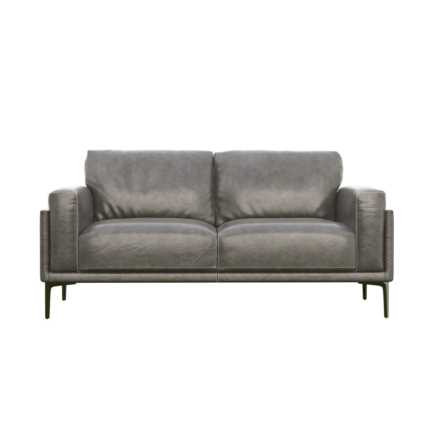 Onyx - Leather Loveseat - Gray