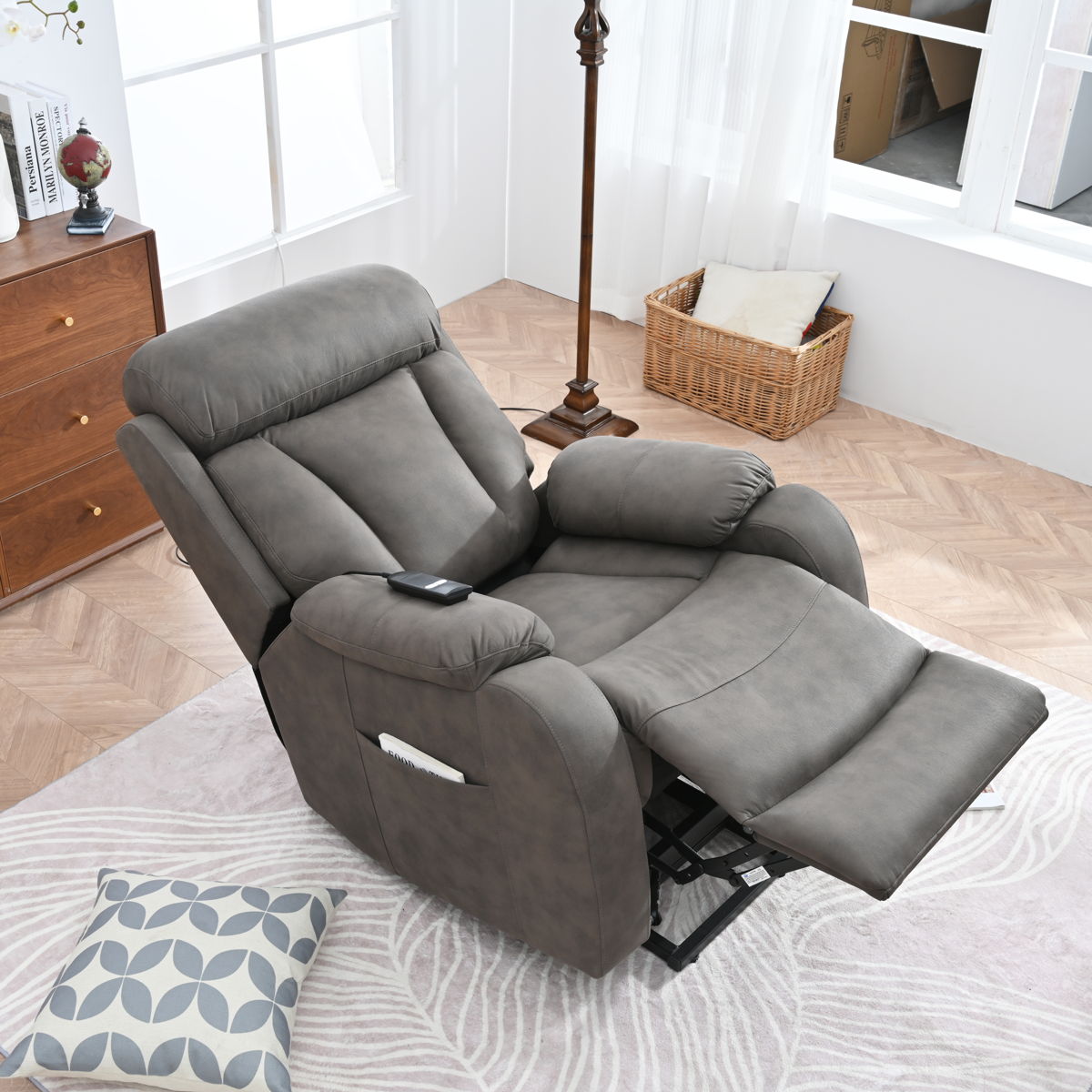 Lift Chair Recliner For Elderly Power Remote Control Recliner Sofa Relax Soft Chair Anti-Skid Australia Cashmere Fabric Furniture Living Room