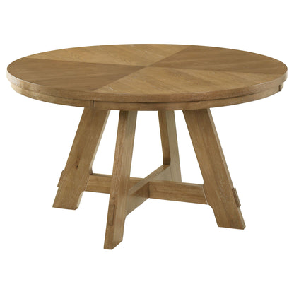 Kent - 5 Piece Dining Table Set With Upholstered Chairs - Brown Oak