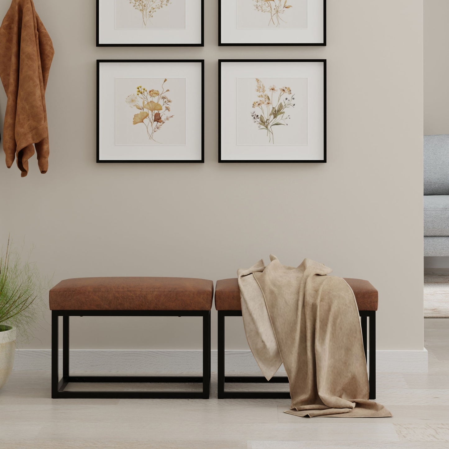 Reynolds - Small Bench - Distressed Saddle Brown