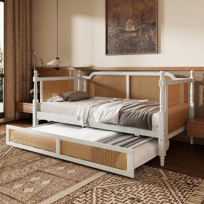Traditional Style Rattan Daybed, No Box Spring Needed