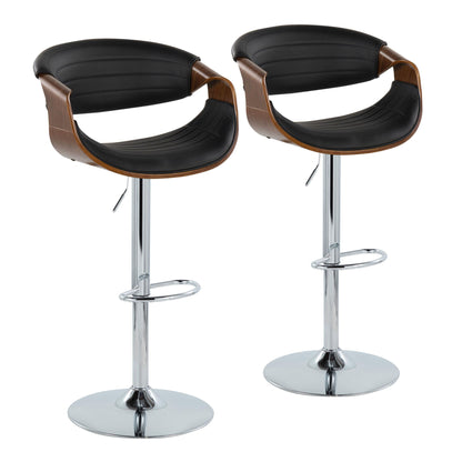 Symphony - Mid Century Modern Adjustable Barstool With Swivel With Oval Footrest (Set of 2)