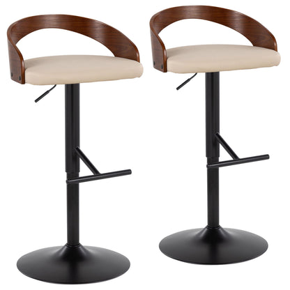 Grotto - Contemporary Adjustable Barstool & Swivel With Straight T Footrest (Set of 2)