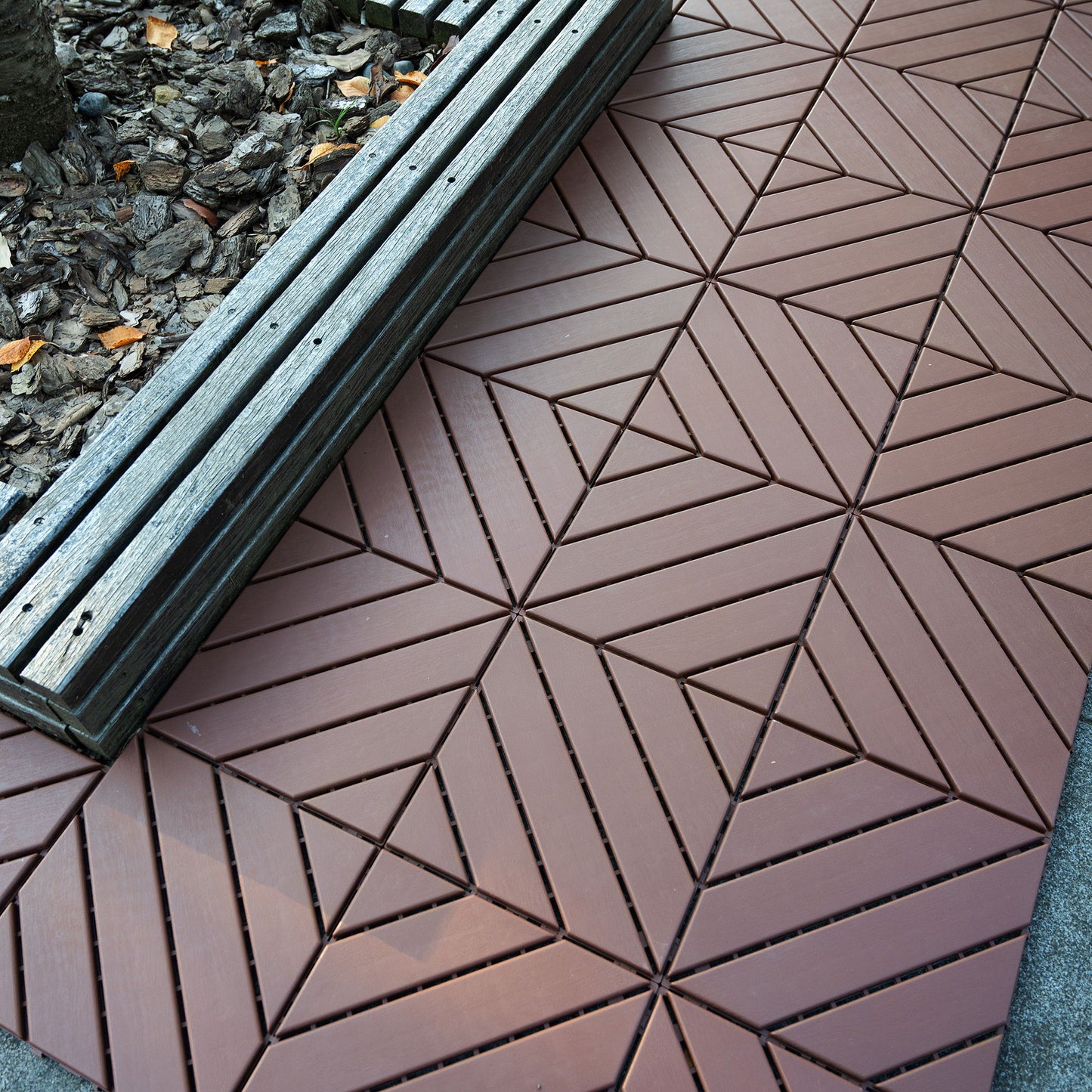 Interlocking Deck Waterproof Outdoor Patio Tiles (Set of 44) - Brown