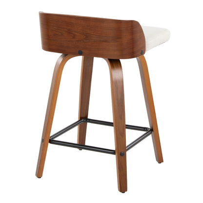 Maya - Mid Century Modern Fixed Height Counter Stool With Swivel And Square Footrest (Set of 2)