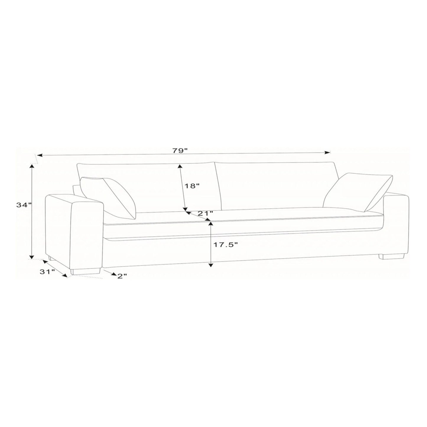 Upholstered Sofa With Toss Pillows - Dark Gray