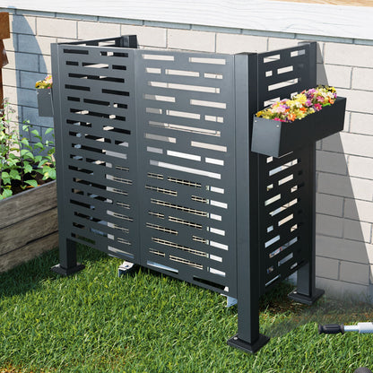 Air Conditioner Fence For Outdoor Units, Metal Privacy Fence Cover, Perfect To Conceal Air Conditioning Units, 3 Fence Panel