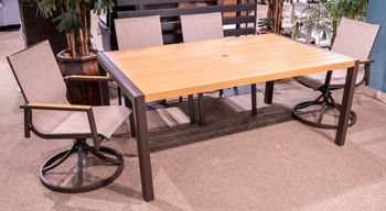 Carlsbad Beach - Rectangular Dining Table With Umbrella Option - Dark Brown