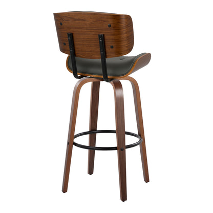 Lombardi - Mid-Century Modern Fixed Height Barstool With Swivel With Round Footrest (Set of 2)