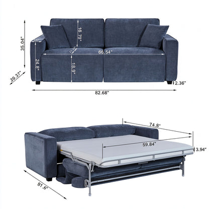 2 Seater Pull Out Sofa Bed, Modern Convertible Sleeper