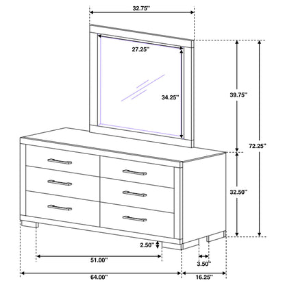 Polk - 6 Drawer Dresser With Mirror