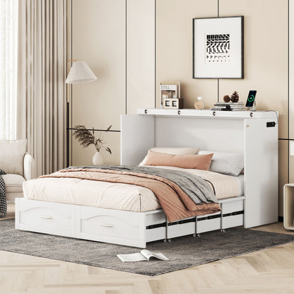 Murphy Bed With Drawer And A Set Of Sockets & USB Ports, Pulley Structure Design