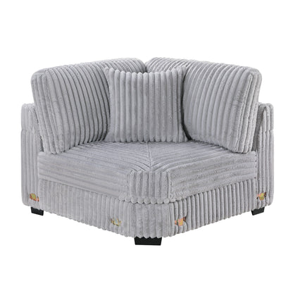 Corner Wedge Chair With Pillow, Living Room Furniture, Soft Upholstered Modular Seating - Gray / Mink