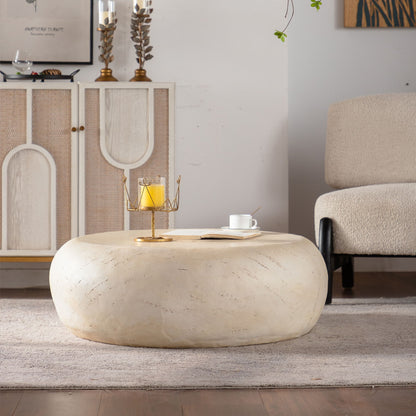 Round Coffee Table With Smooth Texture For Living Room - Light Beige