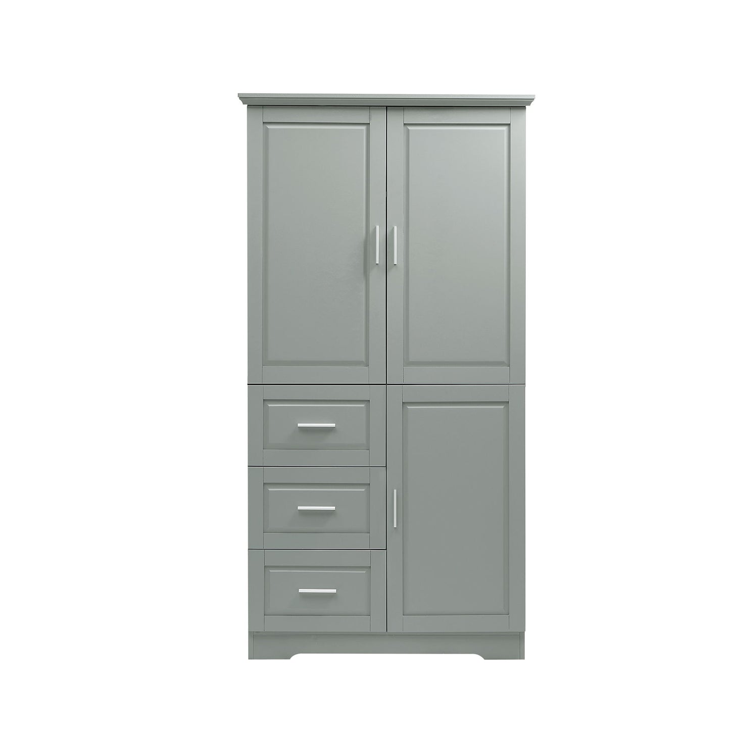 Tall And Wide Storage Cabinet With Doors, 3 Drawers