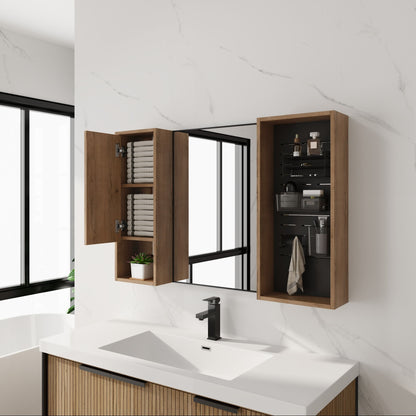 41.3" Wall Mounted Cabinet With Storage, Medicine Cabinet With Door And Adjustable Shelves - Imitative Oak