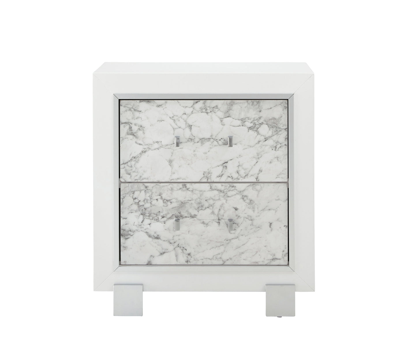 Skye - Marble Nightstand - White