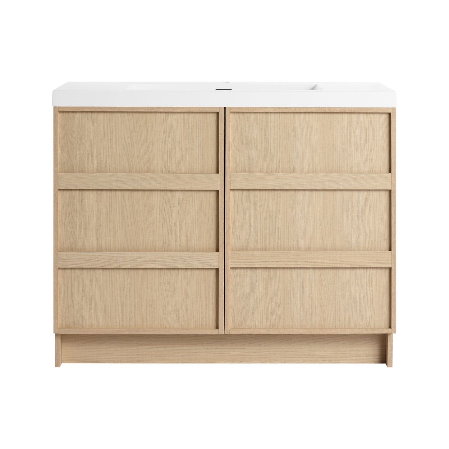 42" Freestanding Bathroom Vanity & Sink & 2 Soft Close Cabinet Doors - Oak / White