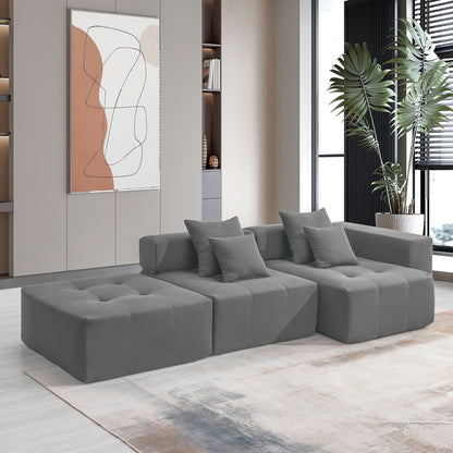 Free Combination L Shaped Modular Sectional, Minimalist Floor Couch Set, Convertible Foam Filled Cloud Compressed Couch For Living Room
