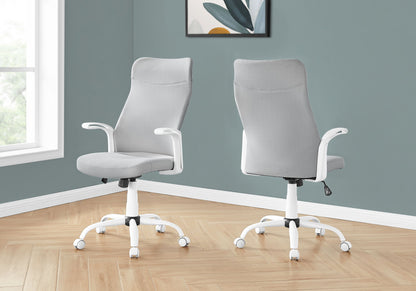 Office Chair, Adjustable Height, Swivel, Ergonomic, Armrests, Contemporary And Modern - White