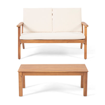 Serenit - 2 Piece Patio Set With Cushions, Loveseat And Coffee Table - Beige / Brown