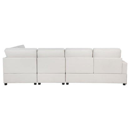 Delmar - Velvet Upholstered Sectional Sofa Skirted Base - Latte