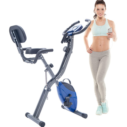 Exercise Bike Folding Stationary Bikes For Home With 16 Level Magnetic Resistance