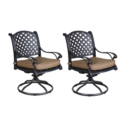 Patio Outdoor Dining Swivel Rocker Chairs With Cushion (Set of 2)