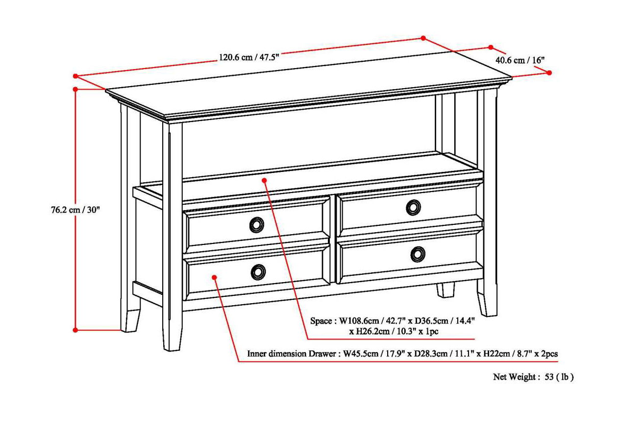 Amherst - Console Sofa Table, Handcrafted