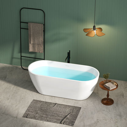 Acrylic Freestanding Soaking Bathtub With Integrated Slotted Overflow And Brushed Nickel Toe-Tap Drain, Cupc Certified