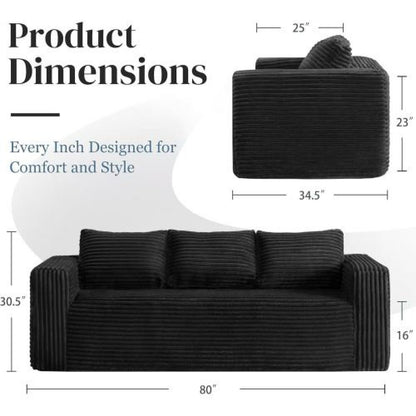 Cloud Loveseat Sofa Couch, Compressed - Black