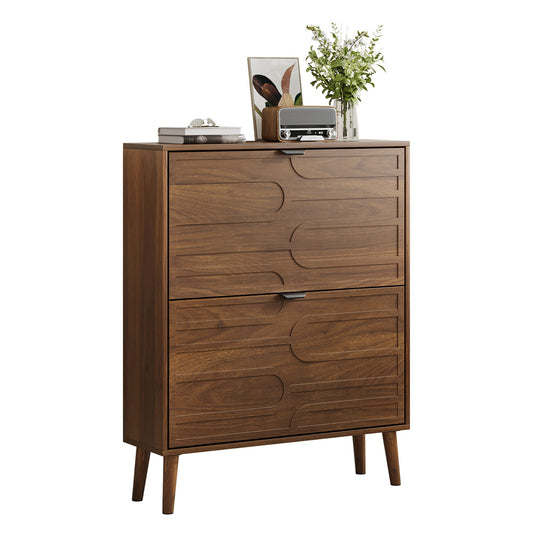 Medieval - Independent Shoe Cabinet With 2 Flip Drawers - Walnut