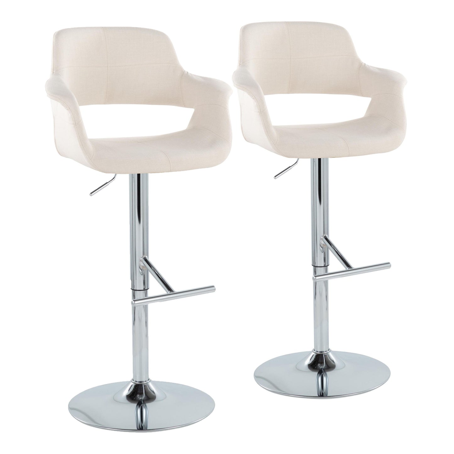 Vintage Flair - Mid Century Modern Adjustable Barstool & Straight T Footrest (Set of 2)