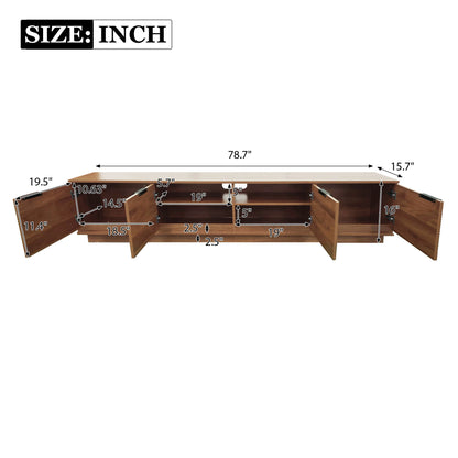 TV Stand, Entertainment Center & Fluted Door & Cable Management, Soft Closing Hinges - Walnut