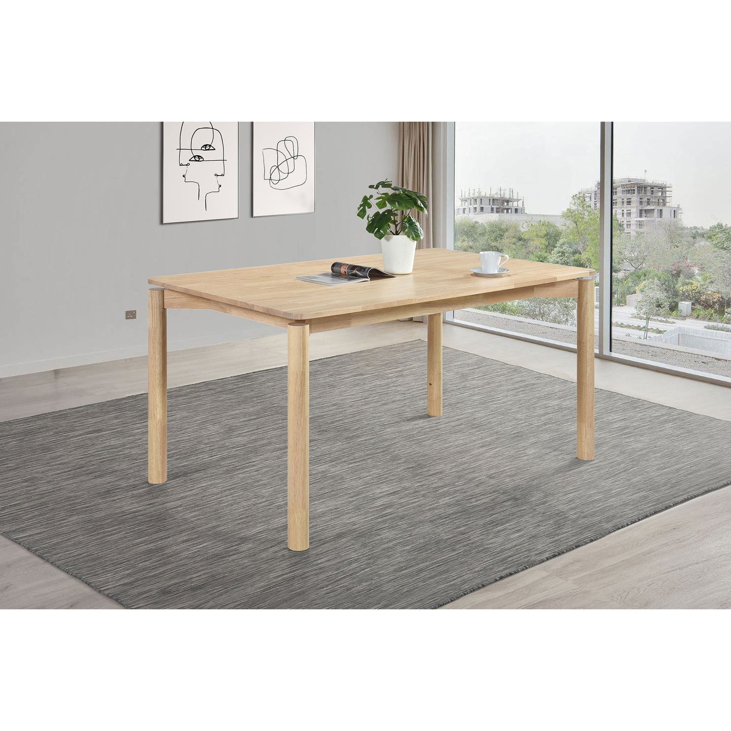 Svenstra - Rectangular Dining Table Set With Armless Side Chairs, Wood, Natural Walnut, 59 X 35.5 X 30 Inches