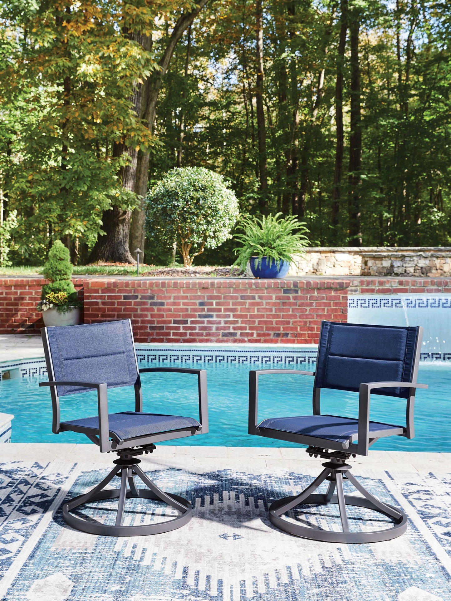 Point Bonita - Sling Swivel Chair (Set of 2) - Blue / Gray