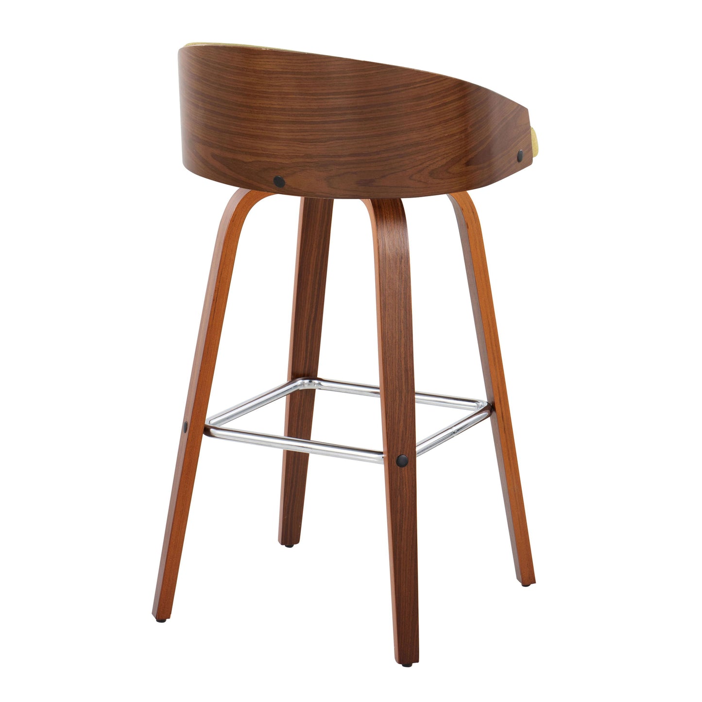 Shiraz - Mid-Century Modern Fixed Height Stool With Swivel With Square Footrest (Set of 2)