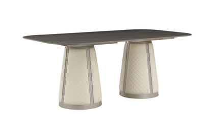 Kasa - Sintered Stone Top Dining Table - Stone Gray / Champagne