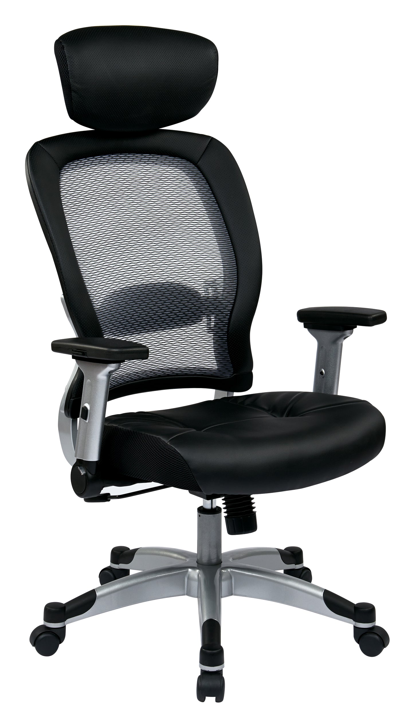 SPACE Seating Professional Light Air Grid¨ Back and Bonded Leather Seat Chair with Headrest