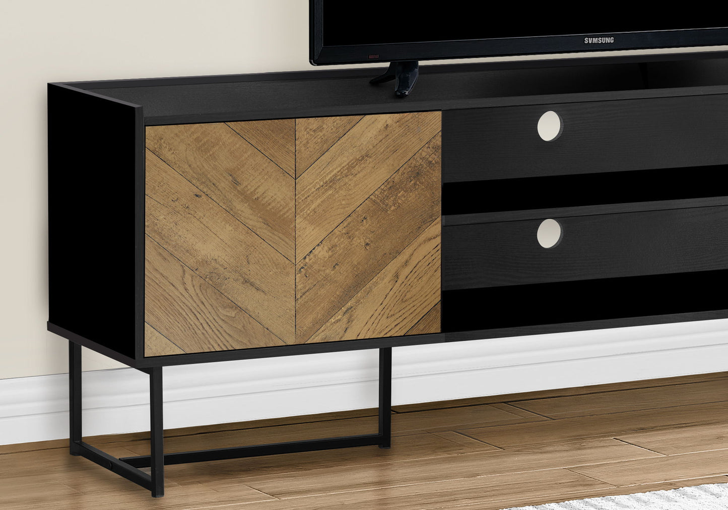 TV Stand, Console, Media Entertainment Center, Storage Cabinet, Modern - Black