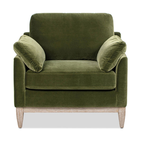 Pasadena - Wide Modern Farmhouse Accent Arm Chair - Olive Green