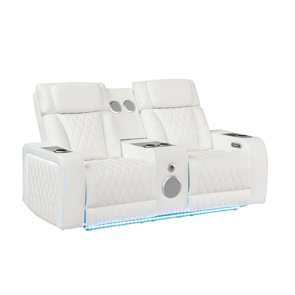 Electra - Power Reclining Loveseat With Power Headrests, Console, Speakers, Massage, LED Lighting And USB Control