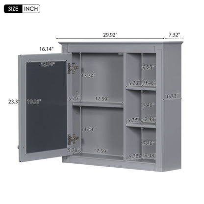 Wall Mounted Medicine Cabinet With Mirror And 3 Open Shelves