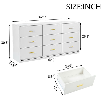 9 Drawer Dresser, Ample Storage For Bedroom