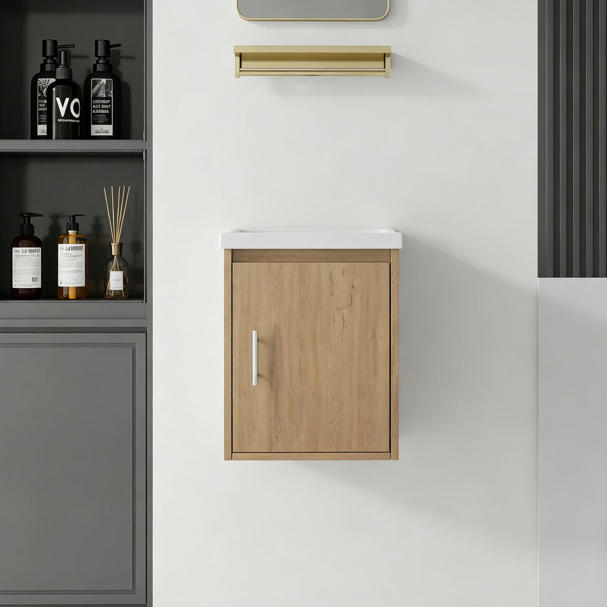 Floating Bathroom Vanity Combo, Wall Mounted Cabinet With Sink & Soft Close Doors For Small Bathrooms