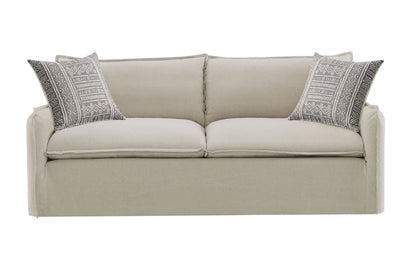 Upendo - Pattern Linen Sofa With 2 Toss Pillows - Beige