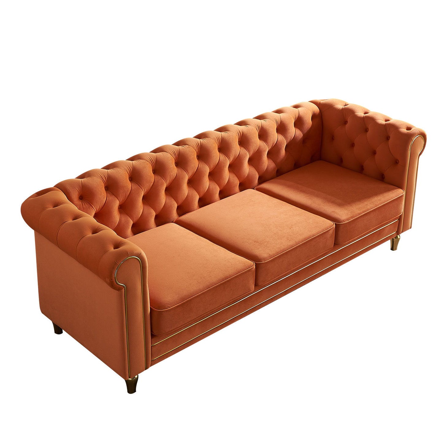 Chesterfield - Velvet Sofa 84.65" For Living Room