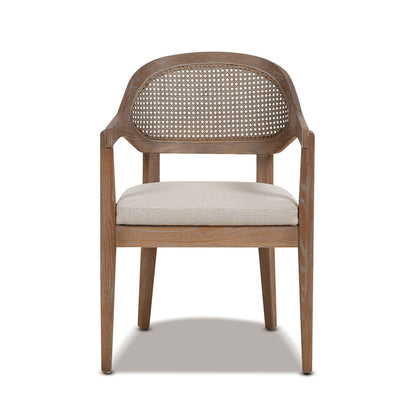 Americana - Mid-Century Modern Cane Back Dining Chair Textured Weave - Taupe Beige